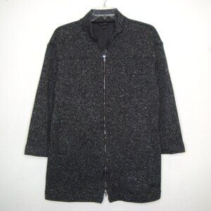 Banana Republic Heathered Charcoal High Collar Sweater Coat 2-Way Zip Front